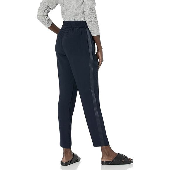 Rebecca Taylor Pull-On Silk Trim Emma Crepe Pant Stretch Black 4 Quiet Luxury - Picture 2 of 6